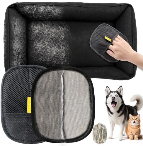 BABORUI Pet Hair Removal Glove - 2 Pack Pet Hair Remover Glove, Electrostatic Gloves Pet Hair Lint Rolls into Strips, Dog and Cat Hair Remover Tool for Furniture, Car, Couch, Carpet, Clothes