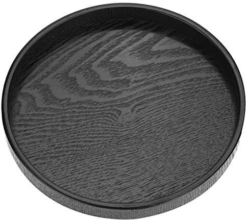 Kooingtech 27cm Dekotablett Schwarz, Tablett Rund Schwarz, Deko Tablett, Für Tee Kaffee Snack Food Mahlzeiten