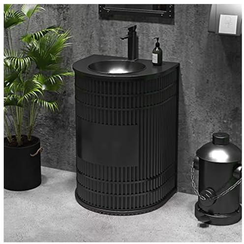 ZTGL Lavabo de Salle de Bain Vasque à Poser 57×47×85cm, Meuble Colonne Salle de Bain avec Vasque, Style Industriel Meuble sous-Lavabo sur Pied, Lave Mains Lavabo sur Colonne G,Without Mirror