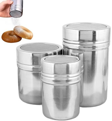 usefulbeauty Dispensador de Azúcar Glas,Cribador de Azúcar Impalpable para Repostería - Recipiente De Acero Inoxidable Utensilio De Cocina Para Pasteles, Pan, Café Y Más