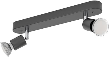 EGLO Deckenlampe 2-flammig Stecci-E Deckenstrahler | für Schlafzimmer und Flur, Spot Deckenleuchte aus Stahl und Kunststoff in Schwarz, GU10 Fassung