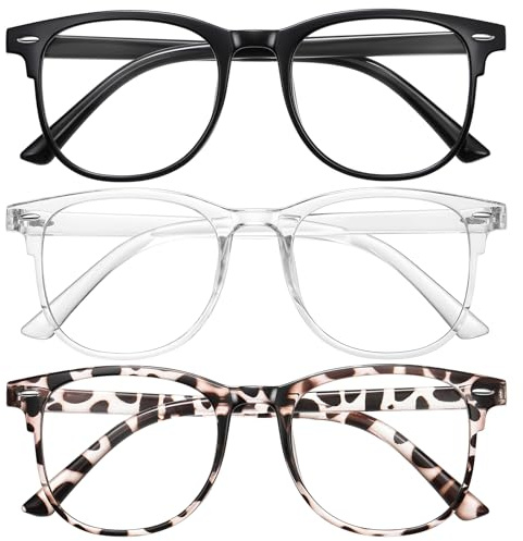 ZEHEXA 3er Pack Lesebrille für Damen und Herren – Runde Brille – Blaulichtfilter & UV-Schutz – Leichtgewichtige Leserbrillen