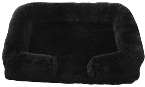 Mateju Hundebett Rechteckig Flauschig, Plüsch Haustierbett Katzenbett Flauschig Weiche Warme Hundekissen mit rutschfest Unterseite Katzenkissen, Abnehmbar Waschbar (Schwarz,L 80x53cm)