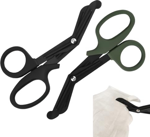 Forbici Mediche da 150 mm, Confezione da 2 Pezzi, in Acciaio Inossidabile con Impugnatura Antiscivolo, Ideale per Emergenze, Taglio di Bende, Cinture e Tessuti Resistente