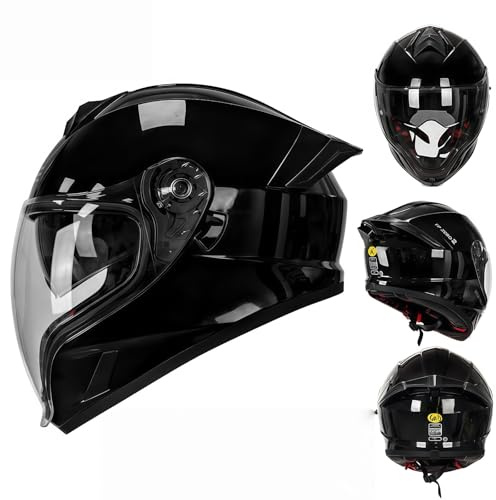 Four Seasons motorcykel anti-dimma hjälm dam ridning motorcykel ljus brett synfält hel ansiktshjälm män stort huvud cykelhjälm K, 2XL