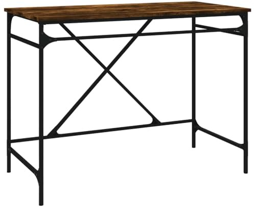 GeenYuu Skrivbord rökek med trämaterial och järn, 100 x 50 x 75 cm, arbetsbord med rymlig skrivbordsskiva, tangentbordsförvaring och lagringsutrymme för hemmakontor, kontor och spel