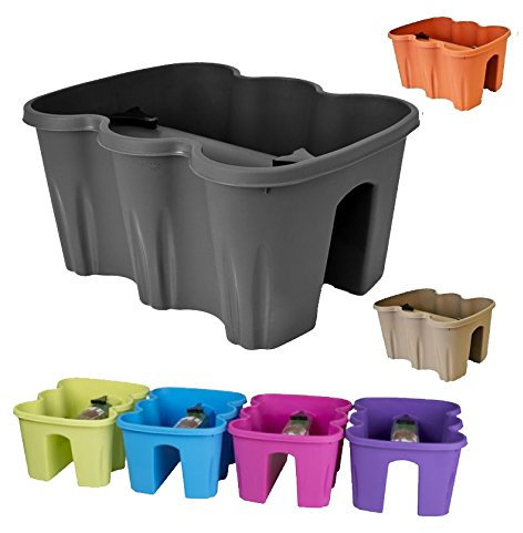 Riyashop Balkon Blumenkasten Balkon Balkonkasten Geländerkasten Blumentopf Geländer Balkontopf (Caramel)