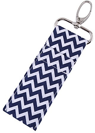 Walfront Schlüsselanhänger Lippenstift Halter praktisch für Lippenbalsam tragbar mit Tasche ideal für Mütter und Mädchen (Marineblau)