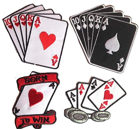 Aufnäher Patch Bügelbild Applikation bestickt Stickerei Poker Spielkarten Set