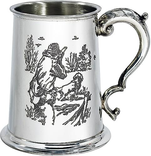Zinn Krug 1 Pint Aufnahmeszenen auf Beiden Seiten und Antiker Griff Rein Schwer Messgerät Bier Krug Möglich für Gravur Personalisierte Geschenke für Männer und Frauen