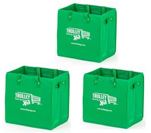 Trolley Bags Xtra Bag Resuable Grocery Shopping Box Multi-Use Bags with Handles Collapsible (3 Pack)