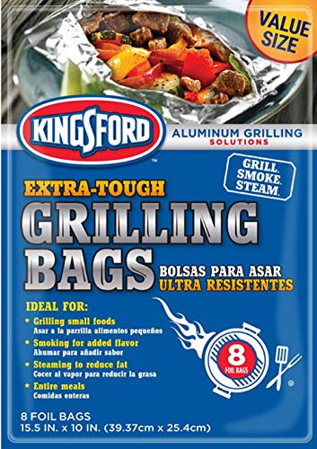 Kingsford Extra Tough Aluminum Grill Bags, for Locking in Flavors & Easy Grill Clean Up, Recyclable & Disposable, 15.5 x 10, Pack of 8