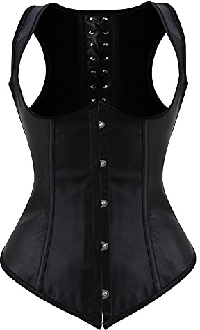 Grebrafan Satén Corset Bajo Pecho con Tirantes Steampunk 4XL