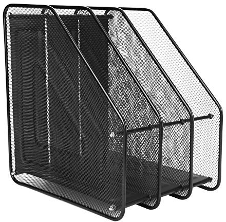 Schreibtisch Organizer Metall Dokumentenablage 3/4 Fächer Briefablage Bücher Ordner Netzgitter Organizer Prospekt Zeitschriftensammler Mesh Dokumentenhalter Stehsammler für Büro Zuhause Schule