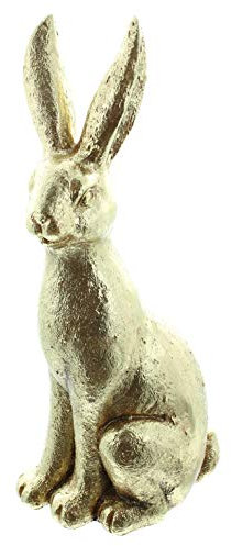 Hase, Hasenfigur, Osterdeko, Dekofigur aus Fiberglas, Gold lackiert, Osterdeko, ca. 19 X 12.5 X 42cm Innenbereich .Bestellen Sie passend dazu die goldenen Ostereier Best.Nr.- B08P5ZZ2HM