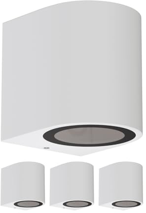 ledscom.de 4x Wandleuchte ALSE für außen, IP54, Downlight, weiß matt, rund, 1x GU10 max. 35W