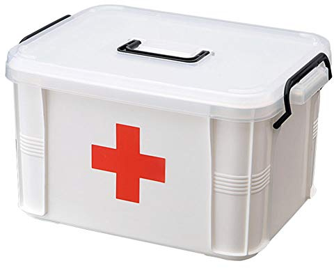 Giftik Scatola portaoggetti in plastica, piccola cassetta degli attrezzi da cucito, vassoio contenitore con coperchio e maniglia per pronto soccorso, medicine, forniture artistiche (24,5 x 17,5 x