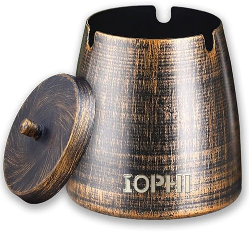 Posacenere con coperchio, adatto per interni ed esterni, in acciaio inox, per residui di sigarette e ceneri in giardino, bar, ufficio (piccolo)