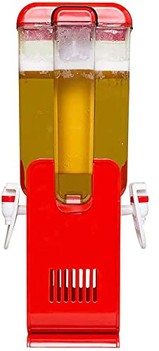 Boyuan Dispensador de Torre de Cerveza de 5L, dispensador de Bebidas de Alta Capacidad, Torre de Bebidas, con 2 grifos y Tubo de congelación Brillante, fácil de Limpiar, Fiesta, Restaurante, KTV,Rojo
