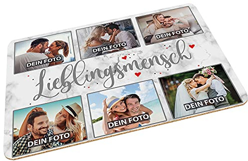 Platzset selbst gestalten mit 6 Fotos - Tischset Lieblingsmensch - Platzdeckchen Geschenk Geburtstag, Weihnachten, Freunde, Familie - rutschfeste & abwischbare Unterlage Kork, 40x30cm I Personalisiert