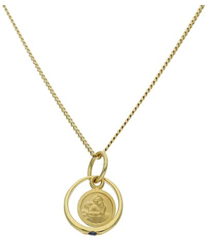 JuwelmaLux Anhänger Taufring mit Schutzengel 585/000 Gold mit Saphir JL14-02-0203