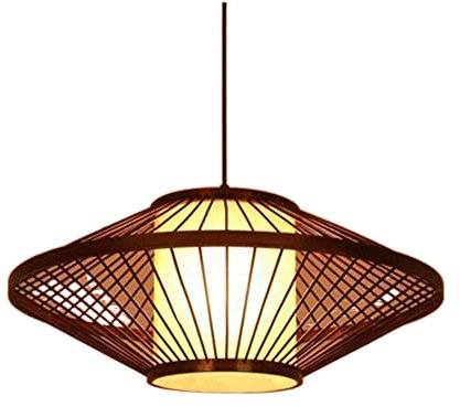 CHUNGYANG Iluminación Colgante De Arte De Bambú Japonés Lámpara Colgante Moderna De La Casa De Té Lámpara Colgante De Bambú Hecha A Mano Lámpara De Techo Con Forma De Platillo Volante E27 Base Araña D