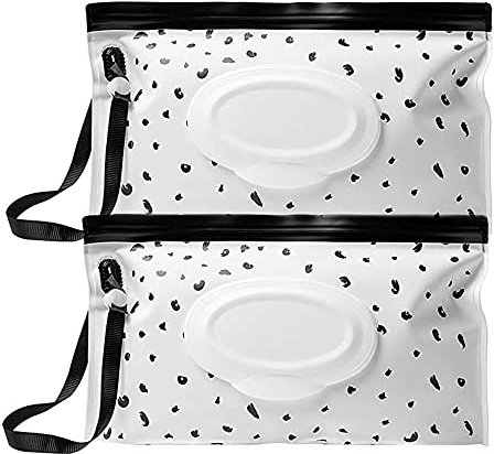 2 pezzi Borsa per salviette umidificate per bambini Scatola per salviette umidificate in viaggio, borsa riutilizzabile Contenitore per salviette umidificate per viaggi, casa, (Bianco)