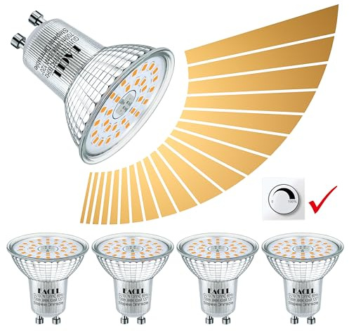 EACLL MR16 GU10 LED Bulb Dimmable, 3000K Warm White, 7W Equivalent 75W, 25,000 Hours Lifetime, Energy Efficient Soft White Light, 700 Lumens 120 Degree Flood Beam No Flicker Spotlight, 4-Pack