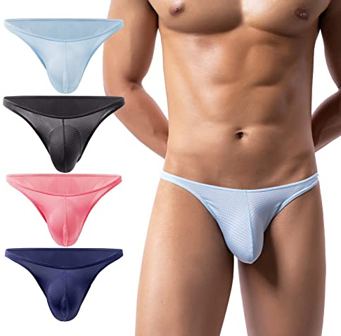 AIEOE Kalsonger för män med hellufthål, ventilerande minitrosor, mjuka kalsonger, 4 stycken 01, XL