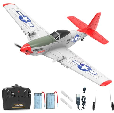 VOLANTEXRC P51D 2CH 2,4GHz Ferngesteuertes Flugzeug mit 2 Batterien, RC Plane RTF, 2 Kanal RC Flugzeug für Anfänger, Erwachsene