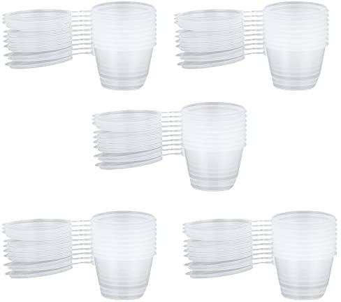 Floatdream 50 Stücke Transparenter Mini-Plastikbecher, Mini Plastikbecher mit Deckel, Schleim Aufbewahrungsbehälter, für zum Aufbewahren von Snacks, Zutaten(100ml)