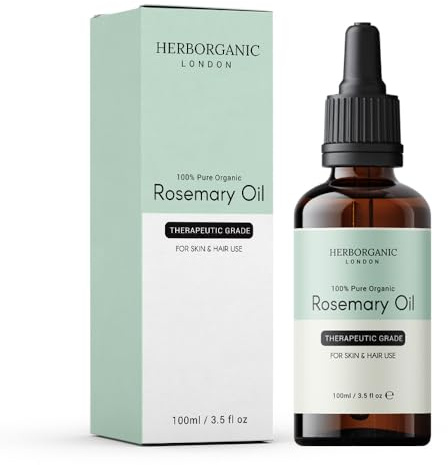 HERBORGANIC Rosemary Oil for Hair Growth - Premium Rosemary Essential Oil for Hair and Scalp Treatment - 100% Pure Organic Rosemary Oil for Nourishing and Strengthening Hair