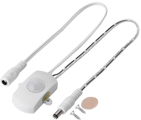 Mini Interruttore Rilevatore di Movimento a Infrarossi PIR, 5A DC 6-24V Interruttore Sensore Automatico Striscia LED Interruttore Sensore di Movimento Striscia Luce Notturna (Bianco)