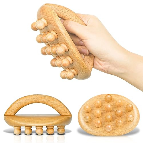 AICNLY Holztherapie-Massagewerkzeuge, Hand-Körperbürste aus Holz zur Entfernung von Cellulite, Tiefengewebe-Massagegerät für Rücken, Nacken, Fuß, Schulter, Oberschenkel, Schmerzlinderung