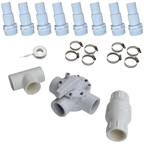 SPIRATO Kit solaire pour piscine avec valve 3 voies + pièce en T + clapet anti-retour Bypass pour chauffage solaire avec raccord de tuyau de 32 à 38 mm