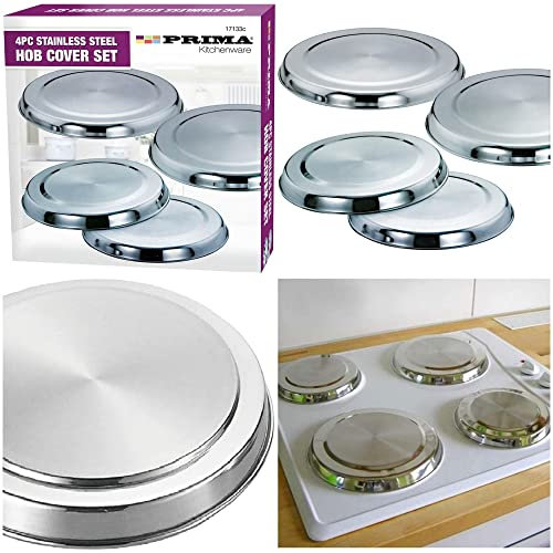 4 Pcs Stainless Steel Hob Cover Stove Plate Set Electric Cooker Ring LID Burner Protector Home Kitchen Tools & Accessories Restaurants Silver