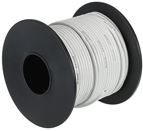 sourcing map 20AWG Elektrischer Draht 30 Meter Stromkabel 0,52 mm² Verzinntes Kupferkabel, Kfz Kabel Hohe Temperatur Litzenkabel Erdkabel Verlängerungskabel Klingeldraht für Kabelkanal, Weiß