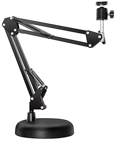Lckiioy Soporte de CáMara Web para Escritorio con Brazo de SuspensióN y Brazo de Tijera con Base Redonda Mejorada, para CáMara Web
