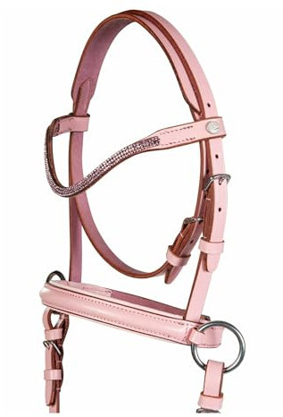 RL24 - Trensenzaum gebisslos für Holzpferde Funny Horses von HKM | Trense aus Echtleder in rosa | Zaumzeug für Holzpferd mit Zügel | Pferdespielzeug für Kinder | Holzpferd Zubehör für Minishetty