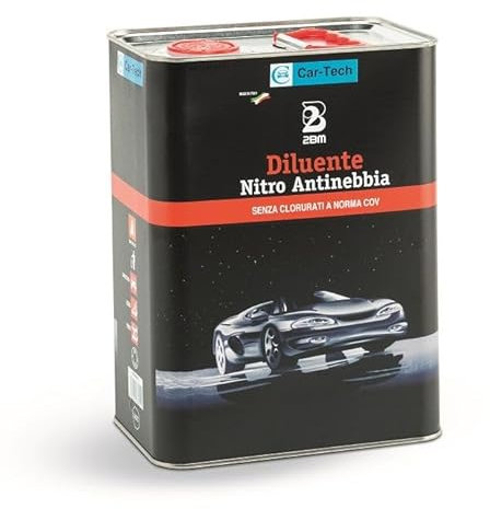 2BM Diluente Nitro Antinebbia Senza Clorurati 5L a Norma COV Car-Tech per Vernici Nitro e Sintetiche | Fondi Carrozzeria, Carpenteria, Finiture Nitro e Pulizia Attrezzature | Tanica 5 Litri