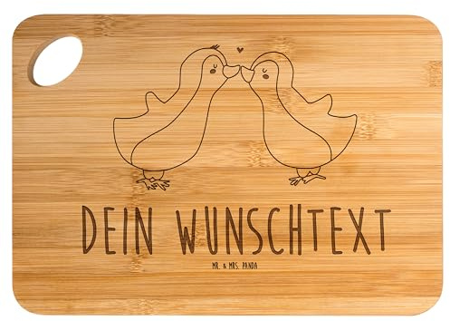 Mr. & Mrs. Panda Schneidebrett personalisierbar Pinguin Liebe - Personalisierte Geschenke, Geschenkidee, Partner, Vesperbrett mit Gravur, Hochzeit, Holzbrett personalisiert, Brotzeitbrett, Vertraut