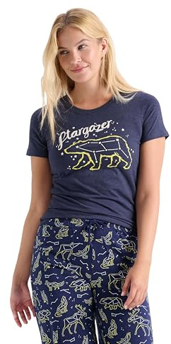 Little Blue House kortärmad t-shirt för kvinnor pyjamas topp pyjamas, Stargazer, L