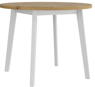 Mirjan24 Tisch für Esszimmer Harry III, Runder Esstisch, Ausziehbarer Tisch für Küche, L:100/130 x H:75, Küchentisch, Esszimmertisch, Praktischer Ausziehtisch (Artisan Eiche/Weiß)