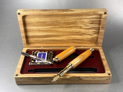 Fountain pen set made in English Yew wood, complete with Spalted Beech wood presentation box