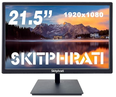 SKitphrati 22 inch PC Monitor LED Monitor Full HD (1920 x 1080), 75HZ, 1Ms, 16:9, Viewing Angle 178°(Horizontal),TN Panel, VESA, VGA & HDMI, Tilt Adjust