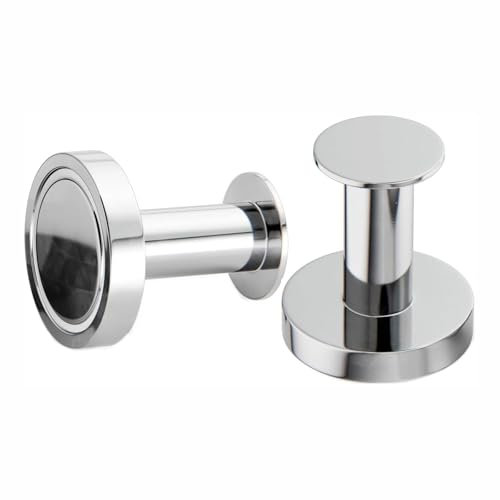 LSRVNM 2 Pack 36x40 mm Strong Neodymium Magnetic Hooks, Silver Neodymium Iron Boron Magnets for Kitchen, Office, Garage, Bathroom, Metal Surfaces