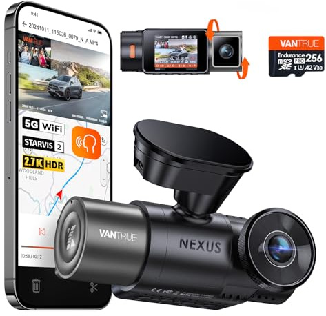 【Bundle: Vantrue N2X Front and Inside Dash Cam + 256GB SD Card】 Dual Dashcam, Infrared Cabin Camera, STARVIS 2, GPS, 24Hrs Parking Mode, WiFi Dash Cam