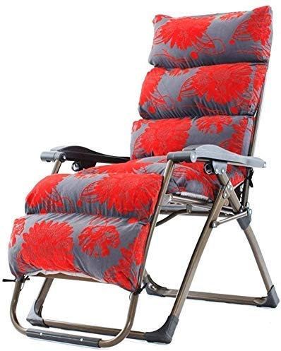 Sonnenliege, Schwerelosigkeits-Terrassenliege, Klappbarer Gartenliegestuhl und Kissen für schwere Personen, tragbarer Stuhl für Strandcamping im Freien, Tragkraft 260 kg (Farbe: Rotes Blumenmuster),