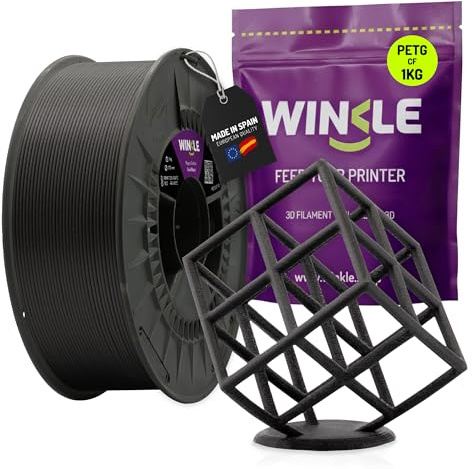 WINKLE PETG CF Filament 2.85mm Kohlenstoff, 1kg Spule, 3D Drucker Filament Kompatibel mit FDM Druckern, 3D-Druckmaterialien, Maßgenauigkeit +/- 0.05mm, Schlagfest, Kohlefaser