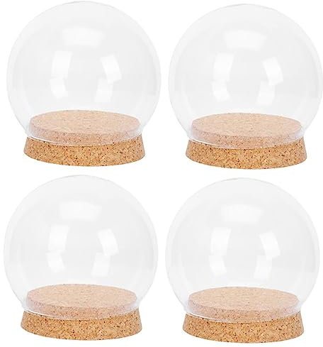 KICHOUSE 4pcs Glass Cover Flower Decor Cloche Display Case Simple Dome for Flower Preservation